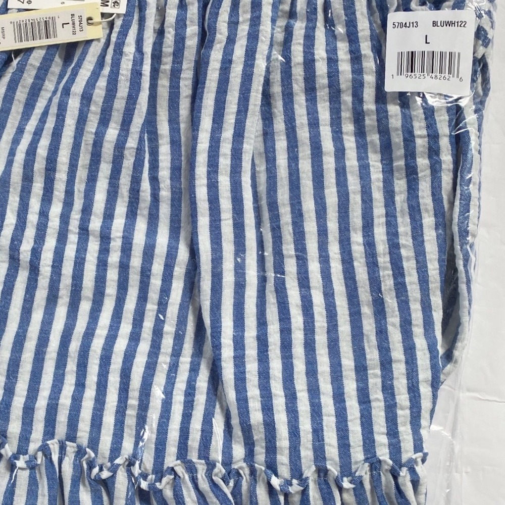 Max Studio Blue and White Striped Tiered Maxi Skirt - Picture 4 of 7
